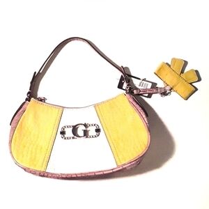 Guess yellow, white & beige purse